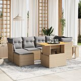 Maison Chic Seti vrtnega pohištva - Vrtna garnitura - Vrtni pohištvo set 7-delna z blazinami bež poli ratan, (21804884) | Shoptok.si
