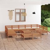 The Living Store Vrtna sedežna garnitura 12-delna medeno rjava trdna borovina - Vrtna Sedežna Garnitura, (21472754) | Shoptok.si