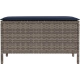  Vrtni otoman Siva i tamnoplava 80 x 38 x 42 cm PE ratan | shoptok.hr