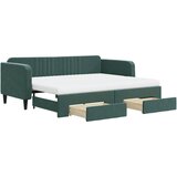  The Living Store Izvlečna dnevna postelja s predali temno zelena 90x200 cm žamet - Izvlečna Dnevna Postelja, (21488807) | Shoptok.si