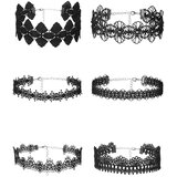 SuperLove Sexy Lace Choker Set Black 6pcs Cene