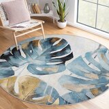 Mila Home modra pralna okrogla preproga ø 150 cm golden leaves – | Shoptok.si