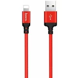Hoco podatkovni kabel X14 Lightning na USB 1m 3A rdeč pleten