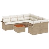  9-dijelni vrtni kauč set s jastučićima bež poli ratan akacija kauč za 2 osobe s pohranom i jastučićima bež poli ratan | shoptok.hr