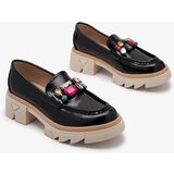 Resti Lacquered black moccasins with colored stones Sarix - Footwear | shoptok.hr