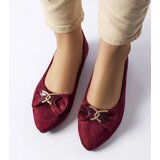 Gemre Burgundy Pointed Toe Ballet Flats Jetté | shoptok.hr