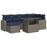 7-dijelni set vrtnih sofa poliratan i bagrem s jastucima sivi | shoptok.hr