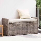  Klupa za pohranu s jastukom Siva 110 x 40 x 50 cm Ratan | shoptok.hr