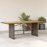 vidaXL Vrtna miza z leseno akacijevo ploščo siva 190x80x74 cm PE ratan