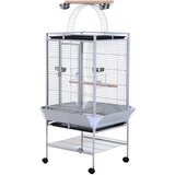 PawHut Kletka za ptice s kolesi, višina 161,5 cm, jeklen pladenj in lesene gredice, srebrna, (20744961) | Shoptok.si