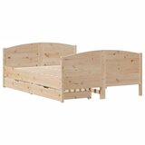 vidaXL Posteljni okvir z vzglavjem 135x190 cm trdna borovina, (21321932) | Shoptok.si