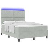  Kutna Postelja s Madracem i LED Osvjetljenjem Svjetlosiva 140x200 cm Baršun | shoptok.hr