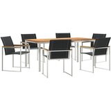 vidaXL set za blagovanje u vrtu od 7 komada od masivnog bagremovog drveta, vanjski stol za blagovanje 180x90x75 cm od masivnog bagremovog drveta Cijene