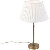 QAZQA Bronasta namizna svetilka z nagubanim odtenkom bela 35cm - Parte Cene