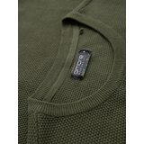 Ombre Men's knitted t-shirt with fine texture - olive | Shoptok.si