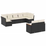 Maison Chic Seti vrtnega pohištva - Vrtna garnitura - Vrtni pohištvo set 9-delna z blazinami črn poli ratan, (21806146) | Shoptok.si