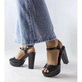 Gemre Black block heel sandals with snake skin pattern Nidia | shoptok.hr
