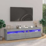 TV ormarić s LED svjetlima 2 kom siva boja hrasta 75x35x40 cm Cijene