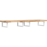  Zidna polica za umivaonik od čelika i masivnog bagremovog drva Smeđa 140 x 40 x 4 cm | shoptok.hr