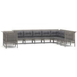 The Living Store Vrtna sedežna garnitura 10-delna z blazinami siva poli ratan - Vrtna Sedežna Garnitura, (21422526) | Shoptok.si