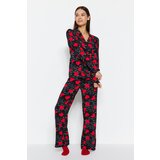Trendyol Black Heart Viscose Shirt-Pants Woven Pajama Set | Shoptok.si