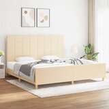 Maison Chic Posteljni okvir - Dvoposteljna postelja - Zakonska postelja brez vzmetnice krem 200x200 cm blago-J3982, (21775585) | Shoptok.si