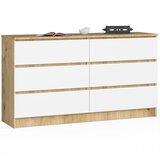 AKORD Komoda, 6 Predalov, Hrast Artisan/Bela, (5000332398) | Shoptok.si