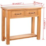 vidaXL Konzolni stol s 2 ladice 83 x 30 x 73 cm masivna hrastovina | shoptok.hr