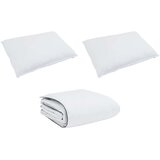 vidaXL Komplet odej z blazino 3 pcs Bela Mikrofibra in bombaž, (5000065332) | Shoptok.si
