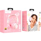 Hoco Slušalke z mikrofonom, mačja ušesa, roza - W36 slušalke Mačja ušesa, roza | Shoptok.si