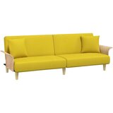  Raztegljiv kavč z naslonjali za roke svetlo rumeno blago, (20697822) | Shoptok.si