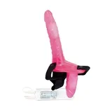Dupli ženski strap on sa vibracijom, Roze