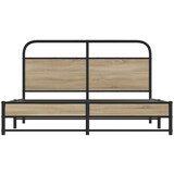 vidaXL Kovinski posteljni okvir brez vzmetnice dimljen hrast 160x200cm | Shoptok.si