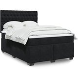  The Living Store Box spring posteljni z vzmetnico črn 140x190 cm žamet - Box Spring Postelja, (21457941) Cene