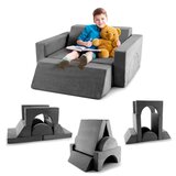  Dječji sofa, igraći sofa, modularni sofa s navlakom koja se može skinuti 105,5 x 101 x 48 cm - siva | shoptok.hr