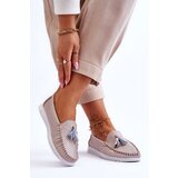 EVENTO Women's Openwork Leather Loafers Light Pink Lanzarot | Shoptok.si