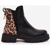 Boto Insulated women's ankle boots with gold detail leopard pattern black Calista | shoptok.hr