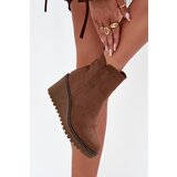 Boto Insulated wedge boots made of eco-suede brown Mavona | Shoptok.si