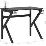 vidaXL Igraći stol s nogama u obliku slova K crni 90 x 60 x 75 cm | shoptok.hr