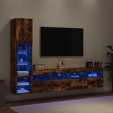  4-dijelni zidni TV elementi s LED svjetlima boja hrasta drveni | shoptok.hr