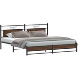 Metalni Kovinski posteljni okvir brez vzmetnice rjavi hrast 193x203 cm, (21829002) | Shoptok.si