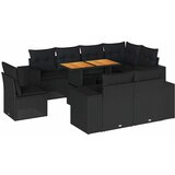 Maison Chic Seti vrtnega pohištva - Vrtna garnitura - Vrtni pohištvo set 9-delna z blazinami črn poli ratan, (21798517) | Shoptok.si
