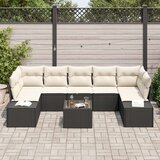 vidaXL vrtna zofe set Set 8 Črna in bela Poli ratan, Jeklo, Poliester | Shoptok.si