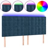 vidaXL LED posteljno vzglavje temno modro 180x5x118/128 cm žamet, (20936220) Cene