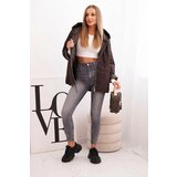 Kesi Włoski Women's quilted jacket with a hood brown | shoptok.hr