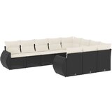  The Living Store Vrtna sedežna garnitura 10-delna z blazinami črn poli ratan - Vrtna Sedežna Garniture, (21451394) | Shoptok.si