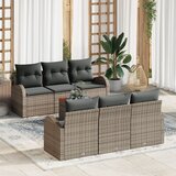 vidaXL 7-delni vrtni sofa set z blazinami Siva Poli Ratan Akacija Cene