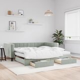  Dnevni krevet na razvlačenje svjetlosivi 100x200 cm baršunasti | shoptok.hr