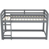 Möbrio Pogradna postelja iz borovega lesa z zaščito pred padcem + lestev - 90x200cm - siva, (22060407) | Shoptok.si
