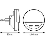 Osram nocno svetlo lunetta + 2 x usb port 112196 | Eponuda.com